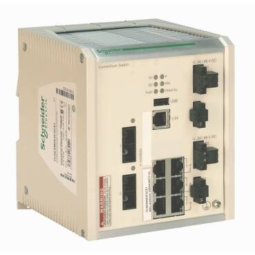 TCSESM063F2CS1 - ConneXium Genişletilmiş Yönetilen Anahtar - bakır için 6 bağlantı noktası + fiber optik tekli mod için 2 bağlantı noktası - 1