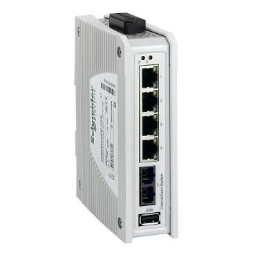 TCSESPU053F1CU0 - ConneXium Premium Yönetilmeyen Anahtar - bakır için 4 bağlantı noktası + fiber optik çok modlu için 1 bağlantı noktası - 1