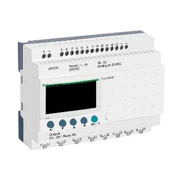 SR2A201BD - kompakt akıllı röle Zelio Logic - 20 G Ç - 24 V DC - saat yok - ekran - 1