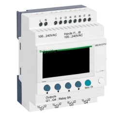 SR2B121FU - kompakt akıllı röle Zelio Logic - 12 G Ç - 100..240 V AC - saat - ekran - 1